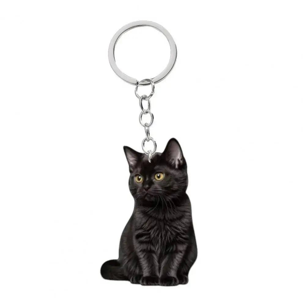 Cat Accessory for Car Keychain Double Acrylic Pet Hanging Decoration Mirror Wind