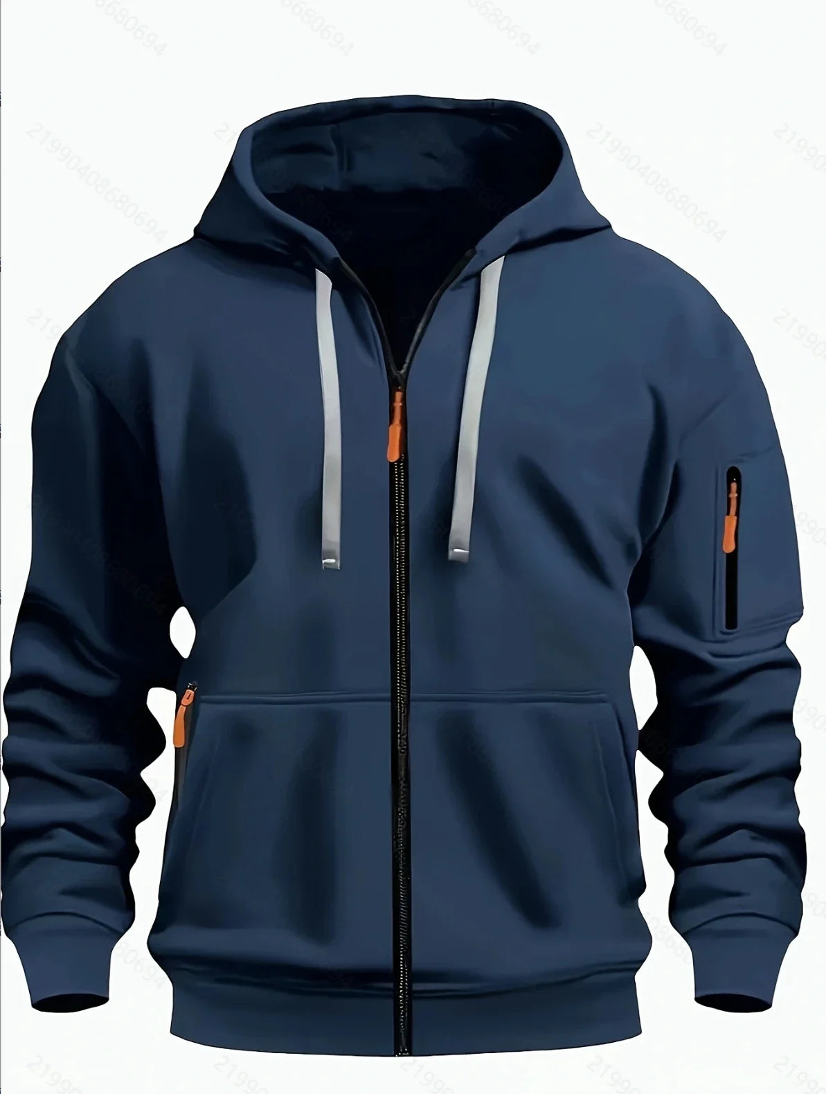 Men’s Winter Warm Zip Hoodie – Casual Sweatshirt with Side Pockets for Outdoor Sports