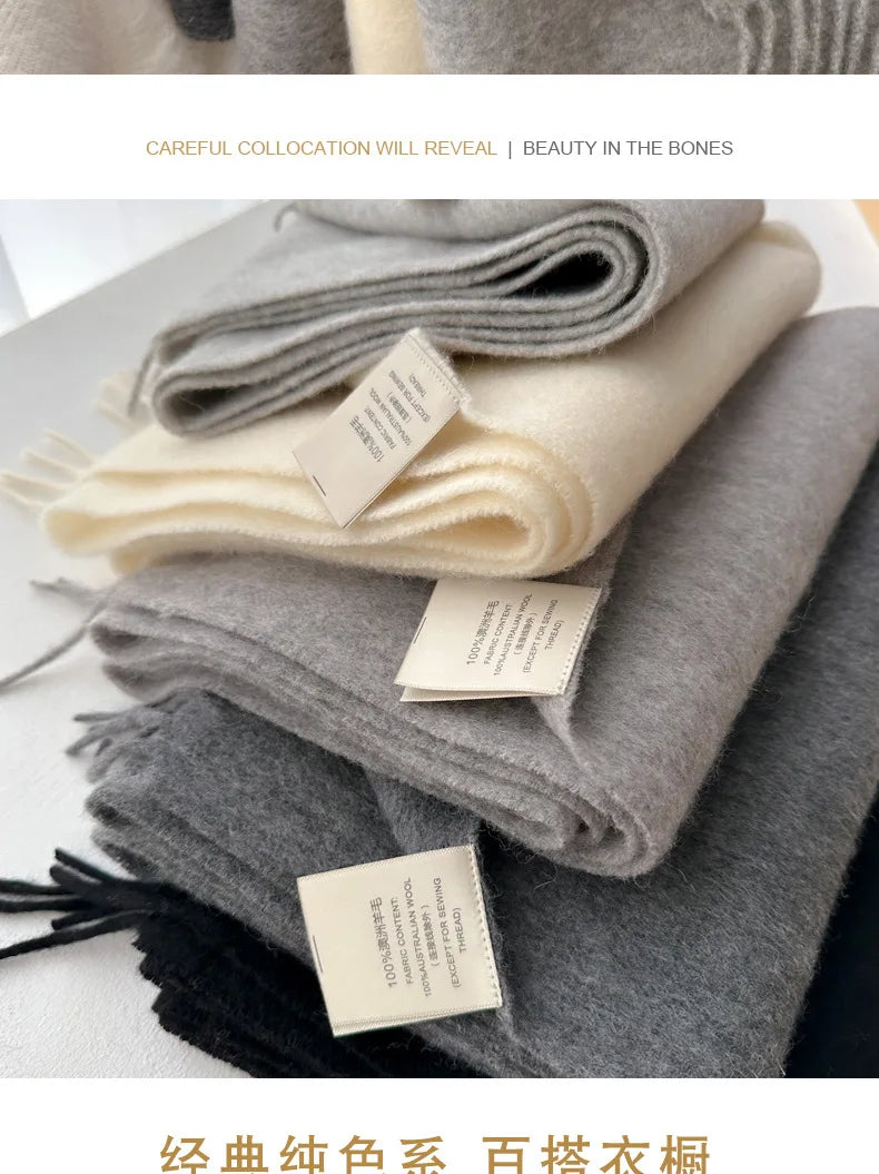 Winter Narrow Scarf 28 Color 100% Wool Scarf Hot Selling Solid Color Scarf Men's and Women's Universal Warm and Cold proof Scarf - trendingshoping.com