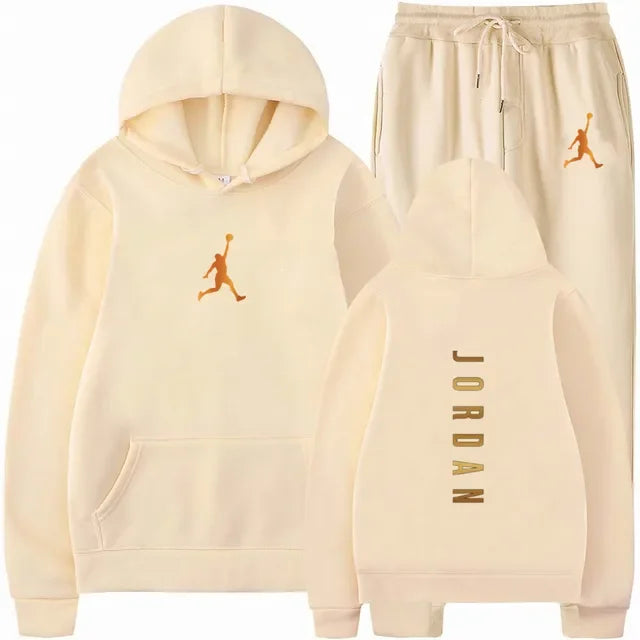 Men's Essential Winter Tracksuit - Heavyweight Solid Color Hoodie & Stretch Jogger Set - 2-Piece Urban Sportswear
