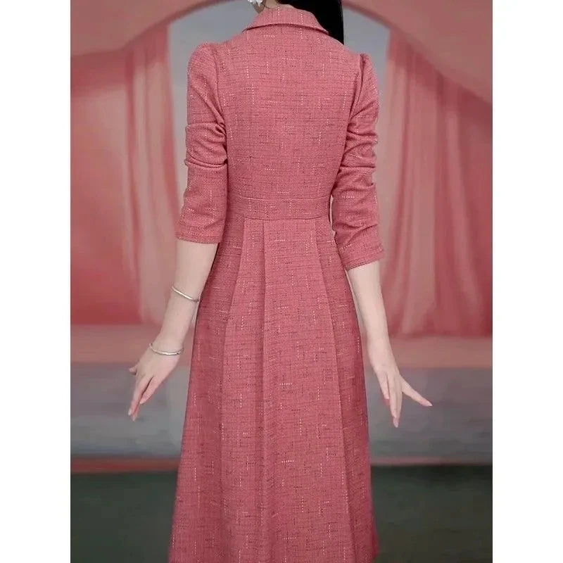 Womens Dress - Korean Style Spring Autumn A-Line Midi