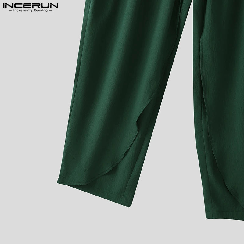 INCERUN Men's Pleated Harem Pants - Oversized Streetwear Trousers