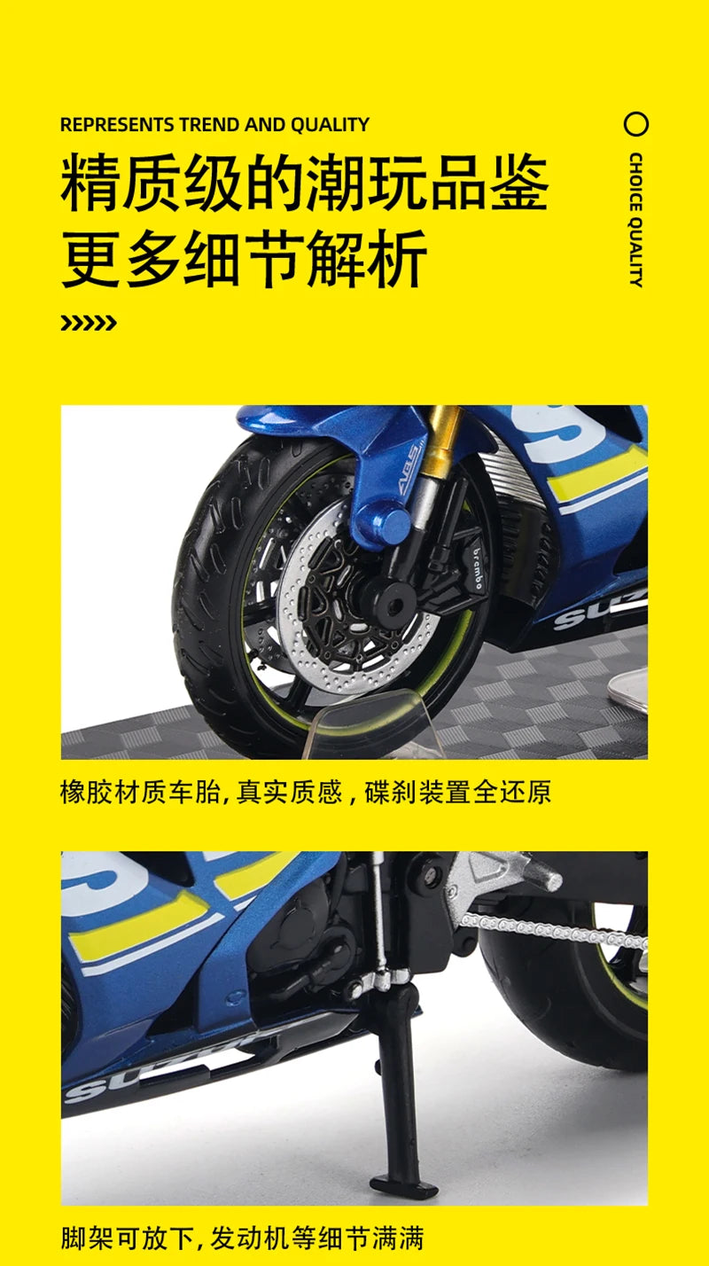 MSZ CCA 1:12 SUZUK GSX-R1000 with base alloy die-cast car motorcycle model, toy gift giving, die-cast static motorcycle model