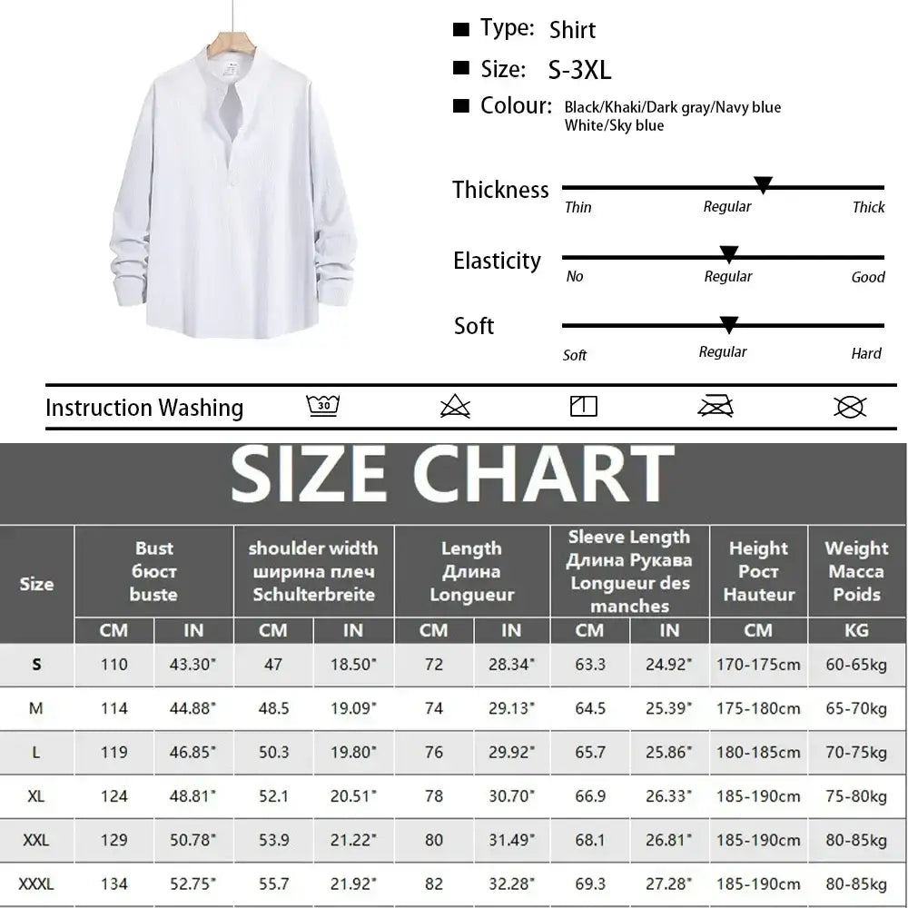 Men’s Long Sleeve Shirt and Pants Set Solid Color Tracksuit Beach Vacation Wear