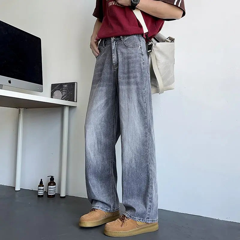 Mens Large Denim Jeans Baggy Fit Trousers for Men