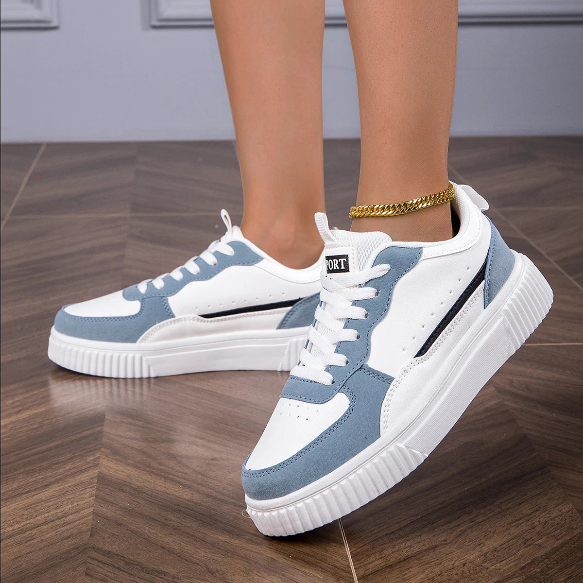 Men’s Breathable White Sneakers | Trendy Non-Slip Thick Sole Casual Shoes for Summer