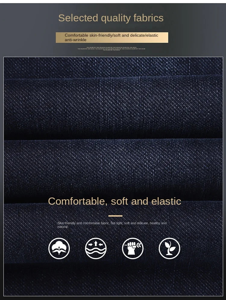 Mens Straight Leg Jeans High Quality Light Luxury Embroidered Casual Versatile Fashion Slimming Smooth Silhouette Style