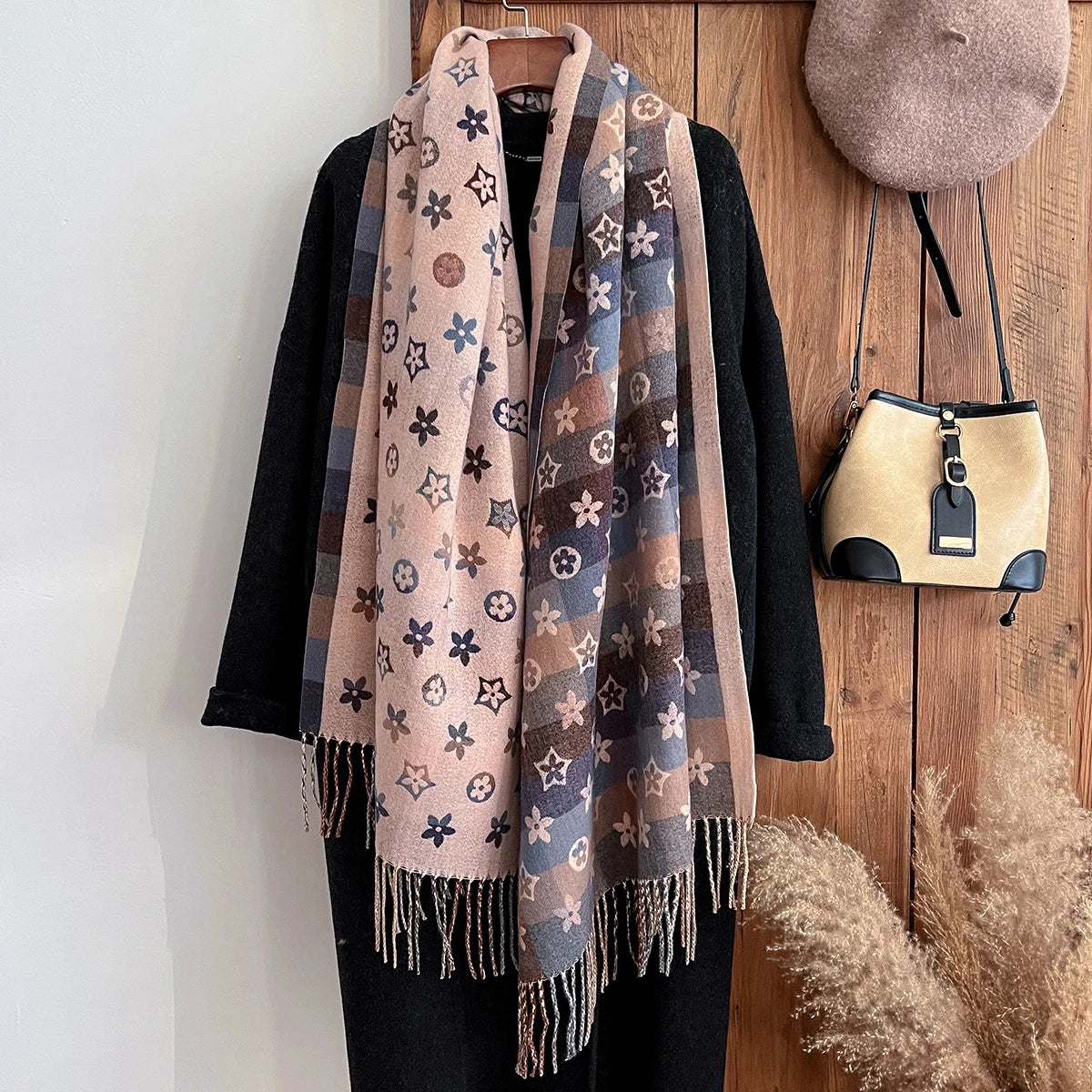 New Brand National Style Cashmere Scarf Winter Women Pashmina Shawls Warm Blanket Wraps Female Foulard Bandana Thick Scarves