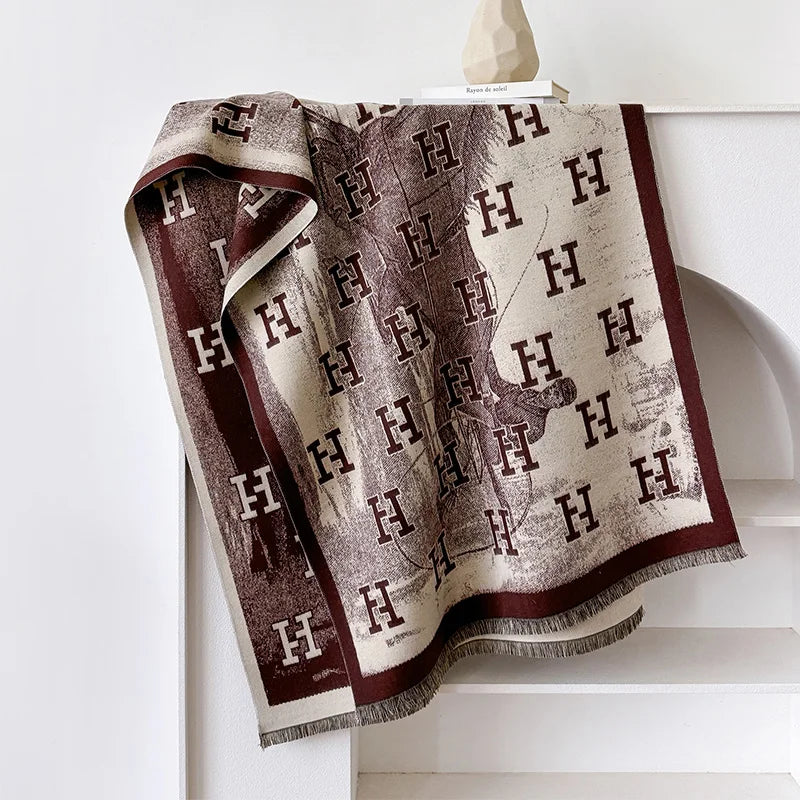 2025 New Women Fashion Brand Letter Scarf Luxury Autumn Winter Warm Shawls Print Scarve Pashmina Mujer Femme Foulard Bufanda