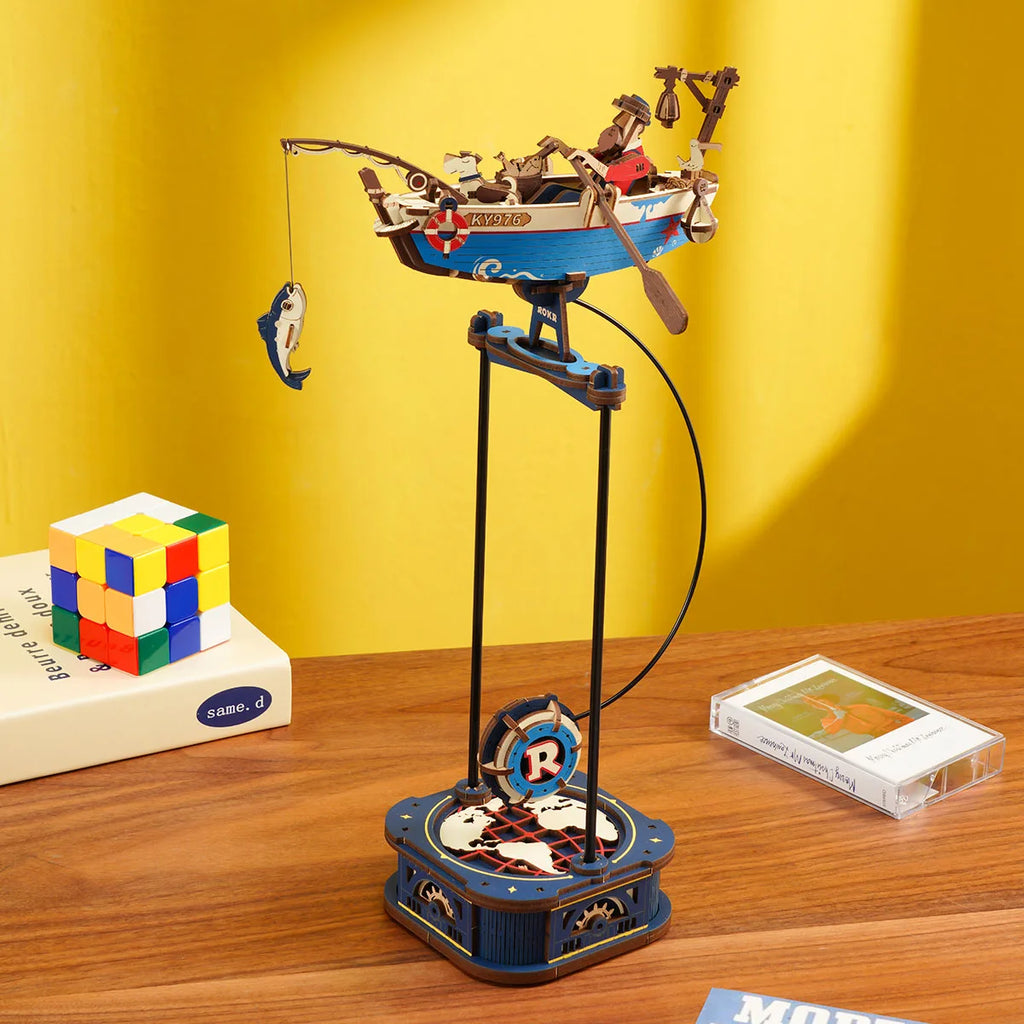 Robotime Rokr Gravity Swing Model Building Kit 3D Wooden Puzzle kit Sky Captain kit Ocean Fisher kit Best Gifts for Adults Teens - trendingshoping.com
