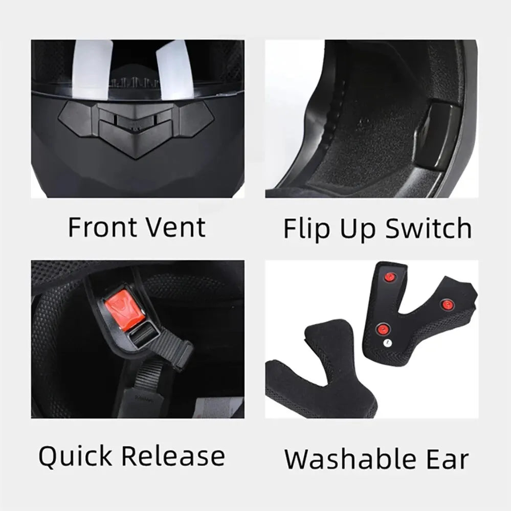 Motocross Racing Modular Flip Up Motorcycle Helmet Dual Lens
