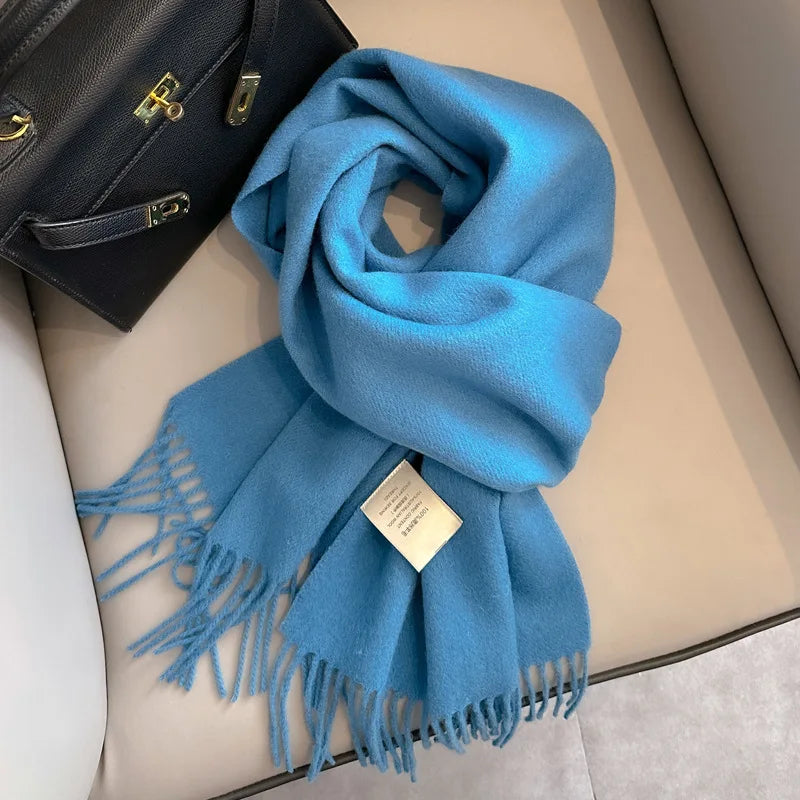 Winter Narrow Scarf 28 Color 100% Wool Scarf Hot Selling Solid Color Scarf Men's and Women's Universal Warm and Cold proof Scarf - trendingshoping.com