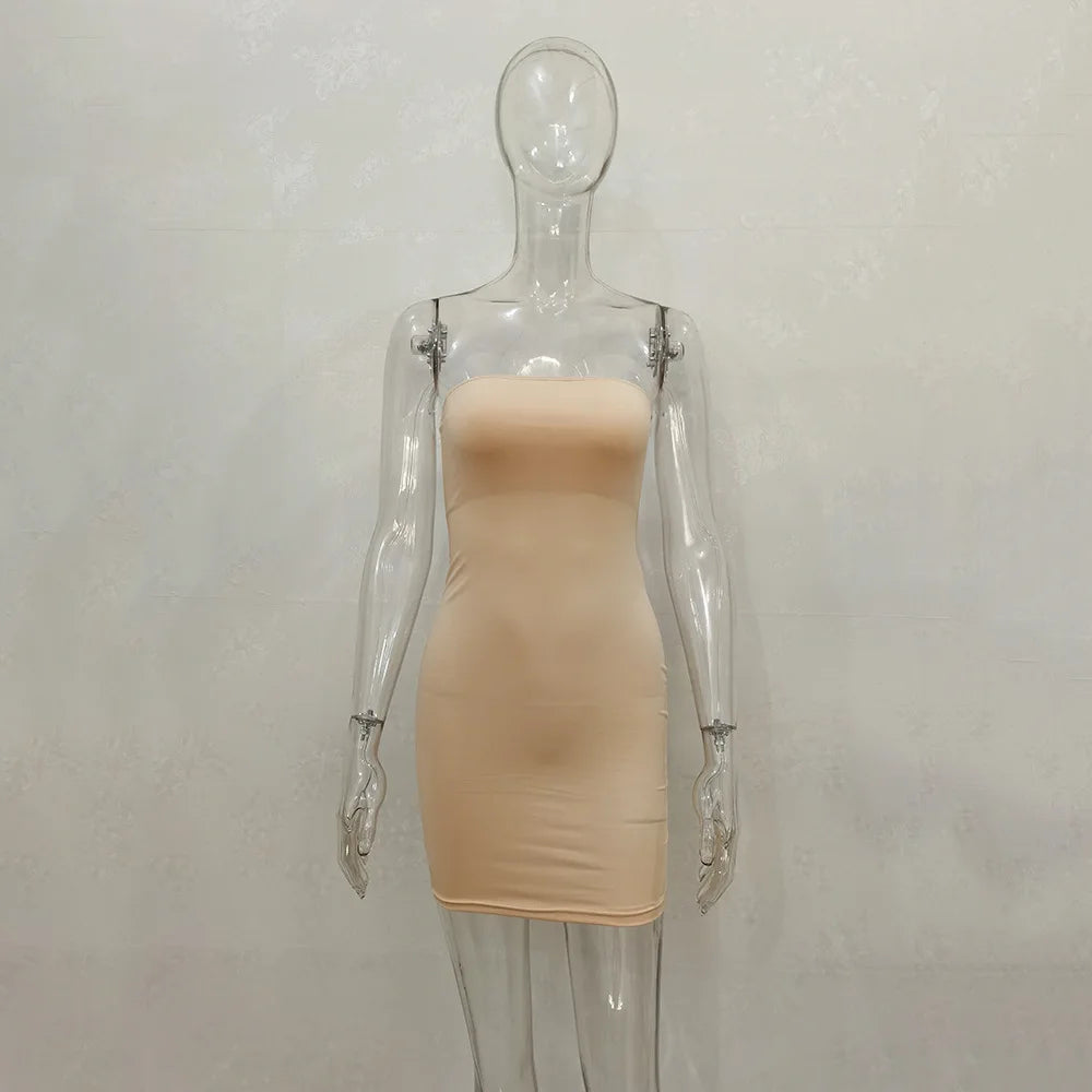 Women Off Shoulder Strapless Bodycon Mini Dress