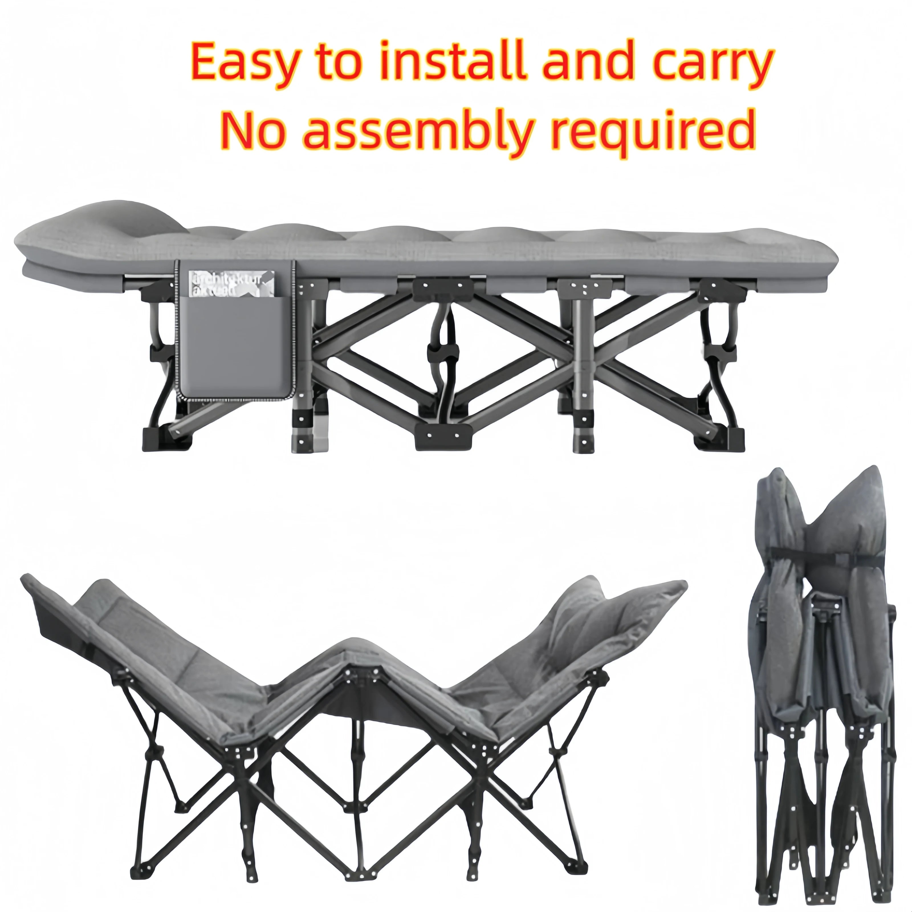 Portable Folding Camping Bed With Pillow - Heavy Duty Military Style Bed 190 X 67 X 48 Cm Lightweight Lounger Camping Garden - trendingshoping.com