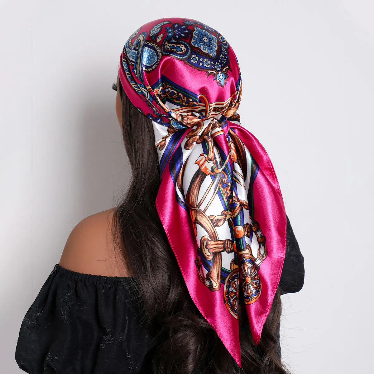 2025 Hair Scarf Women Luxury Brand Square Silk Foulard Satin Bandana Summer Soft Neckerchief Hijab Head Scarves For Ladies