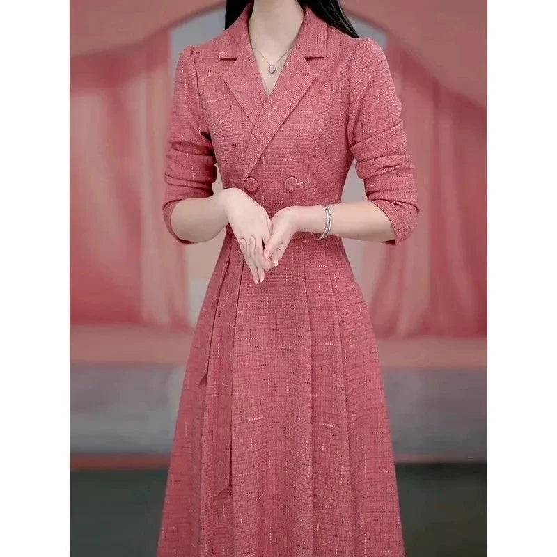 Womens Dress - Korean Style Spring Autumn A-Line Midi