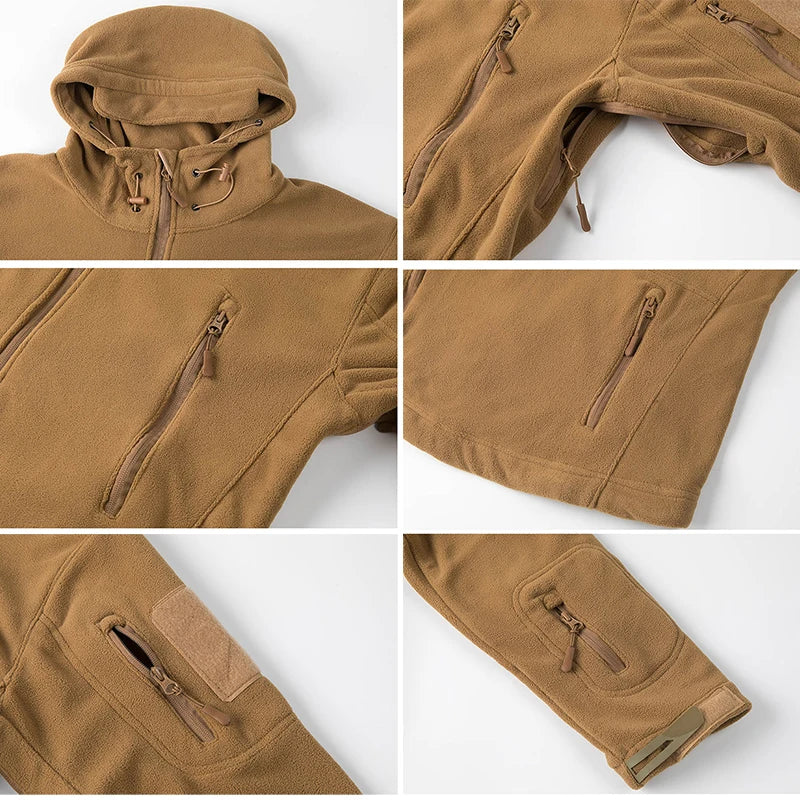 Men’s Tactical Fleece Jacket – Warm Winter Hoodie for Outdoor Hiking and Sports
