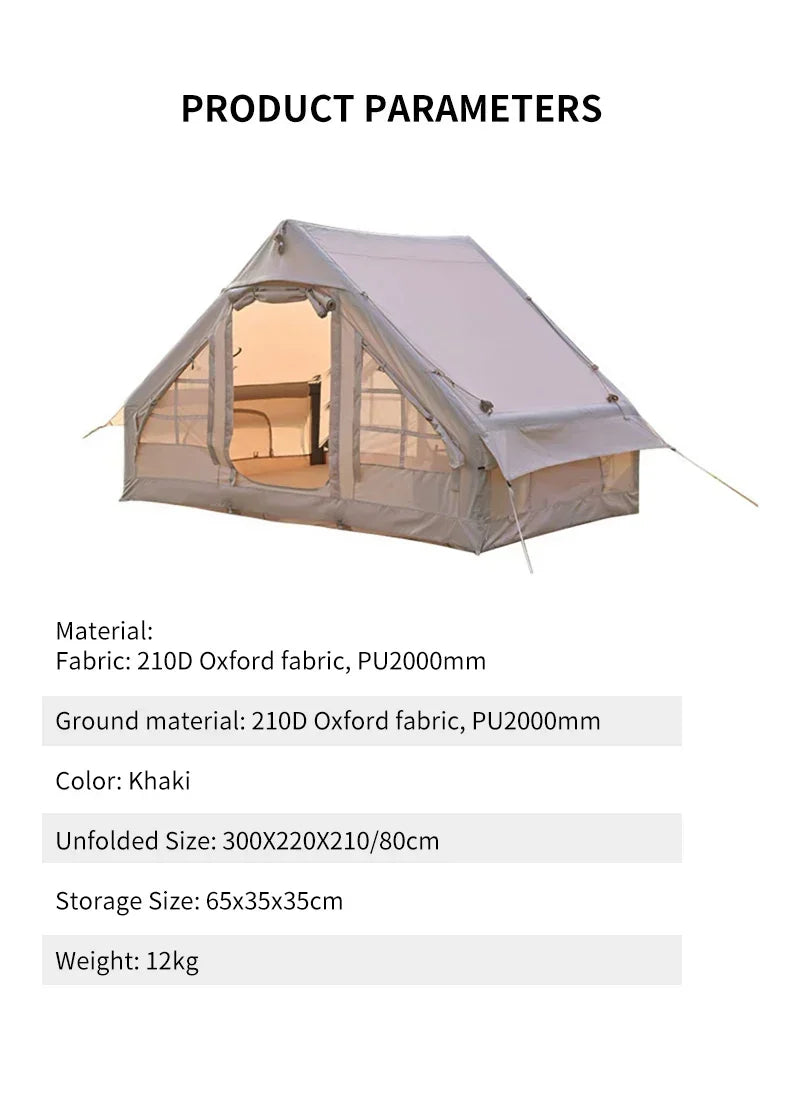 Outdoor Camping Complete Set Large Inflatable Tent New Material Equipment With Sun Protection Overnight Shelter