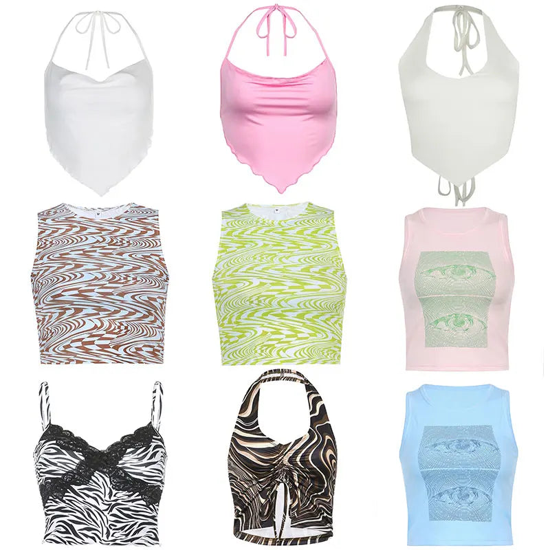 Brown 2021 Vintage Clothes Y2k Corset Crop Top Women Gothic Sexy Cyber Baby Tee Aesthetic Grunge 90s Ropa Fairycore Summer New