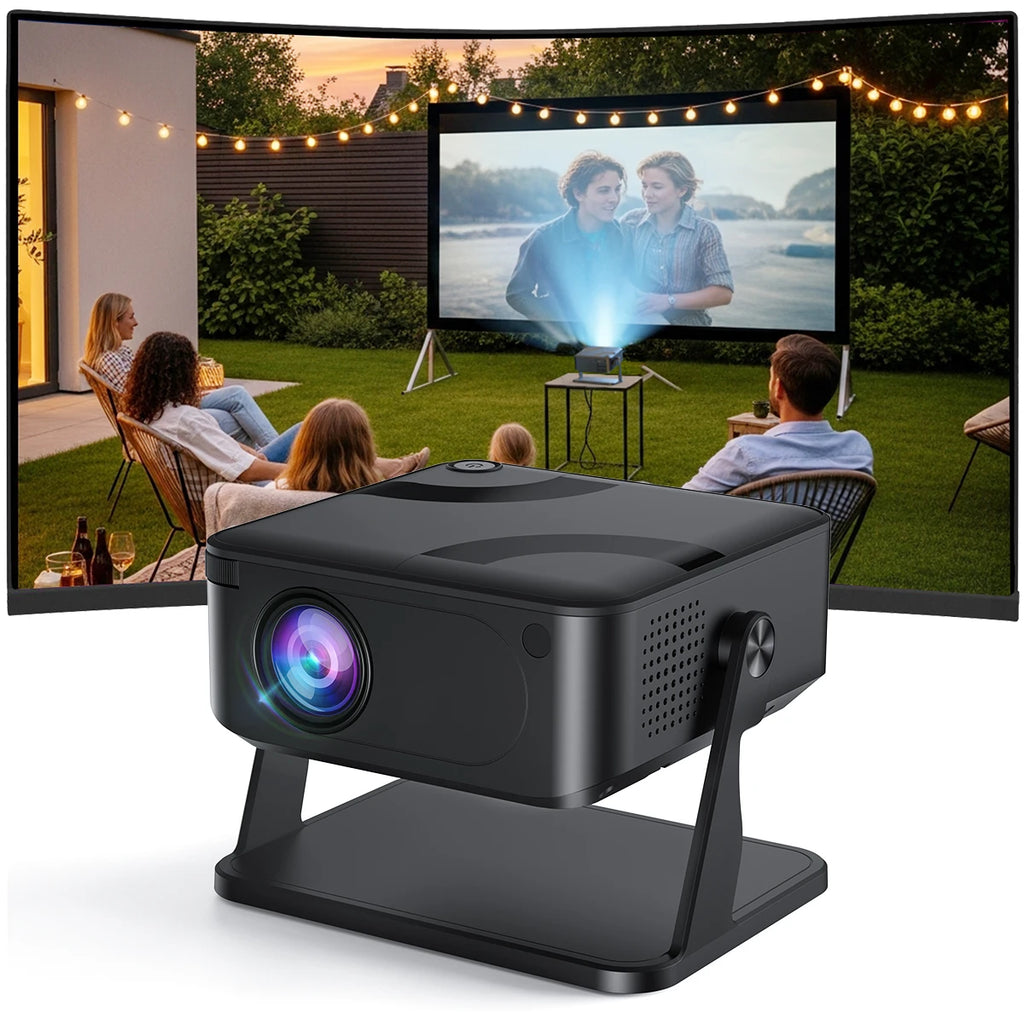 Portable 650ANSI Projector Native 1080P Android 11 Auto Focus & Keystone 4K 360° Rotate Wifi6 BT5.2 Airmouse Home Theater