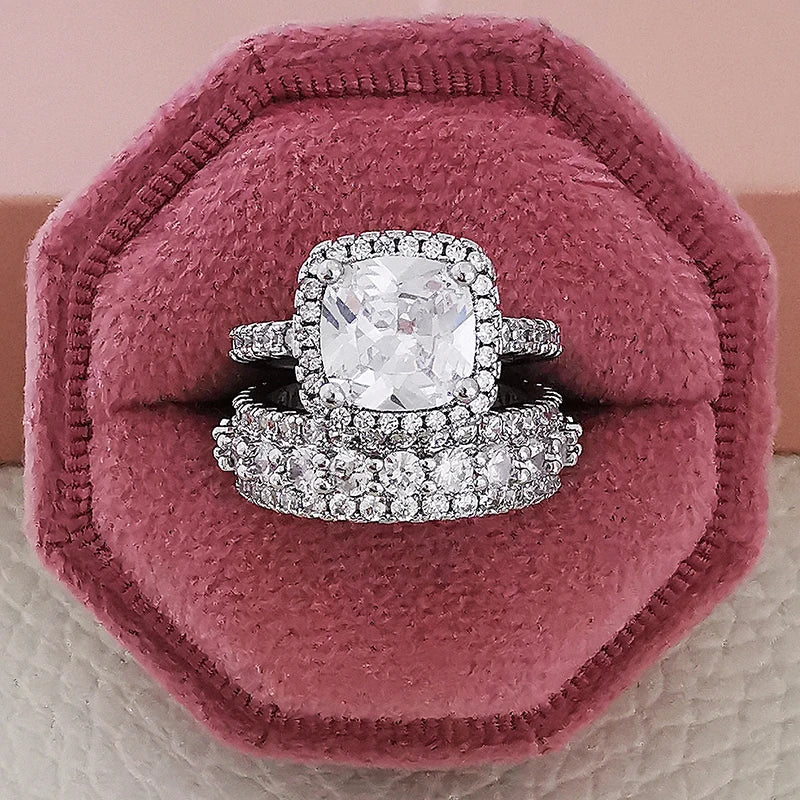 2025 Trend New Rose Gold Color silver color bride Engagement Wedding Ring Set of for Women Christmas Gift Dating Jewelry R4955 - trendingshoping.com