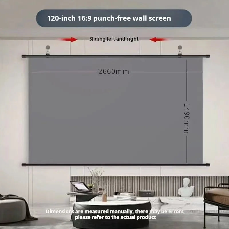 XIAOHUI Anti-light Thick HD Projector Screen 16:9 No-hole Wall-mounted Home Projection Screen 60/72/84/92/100/110/120/133inch
