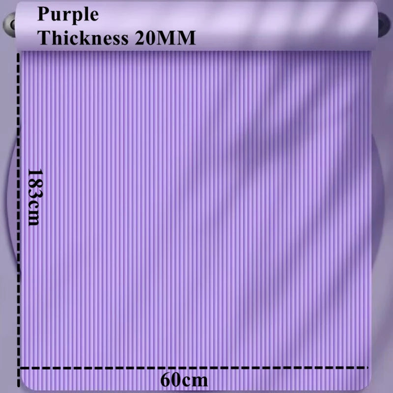 20MM 183x60cm Thick Yoga Mat Anti Slip Sport Fitness Mat for Exercise Yoga Pilates Gymnastics Fitness Equipment
