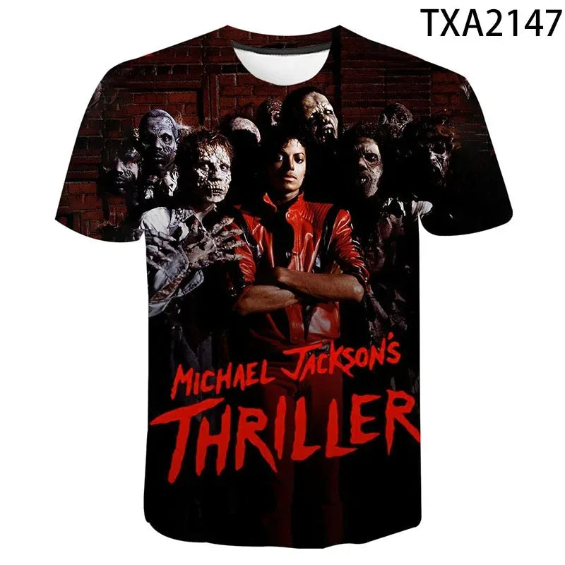 TShirts Singer Michael Jackson 3D Print Casual Fashion Oversized Round Neck T Shirt Kids Boys Girls Tees Tops Tshirt Clothes