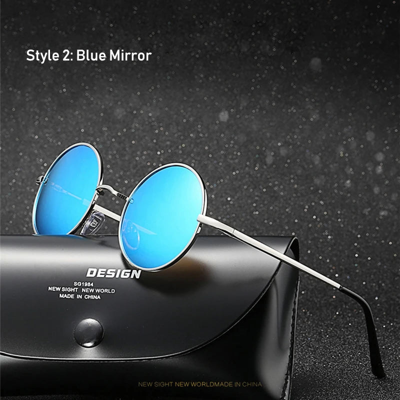 Retro Round Polarized Sunglasses Men Women Alloy Metal Frame UV400