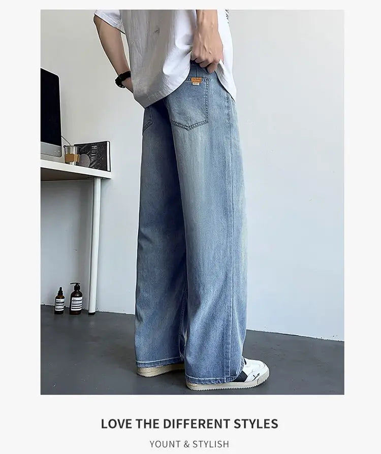 Mens Large Denim Jeans Baggy Fit Trousers for Men
