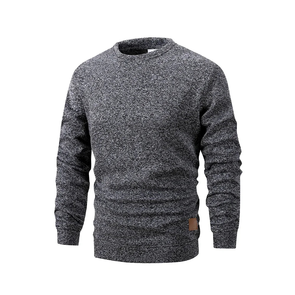 Men’s Casual Round Neck Sweatshirt Loose Fit Solid Color Long Sleeve Pullover
