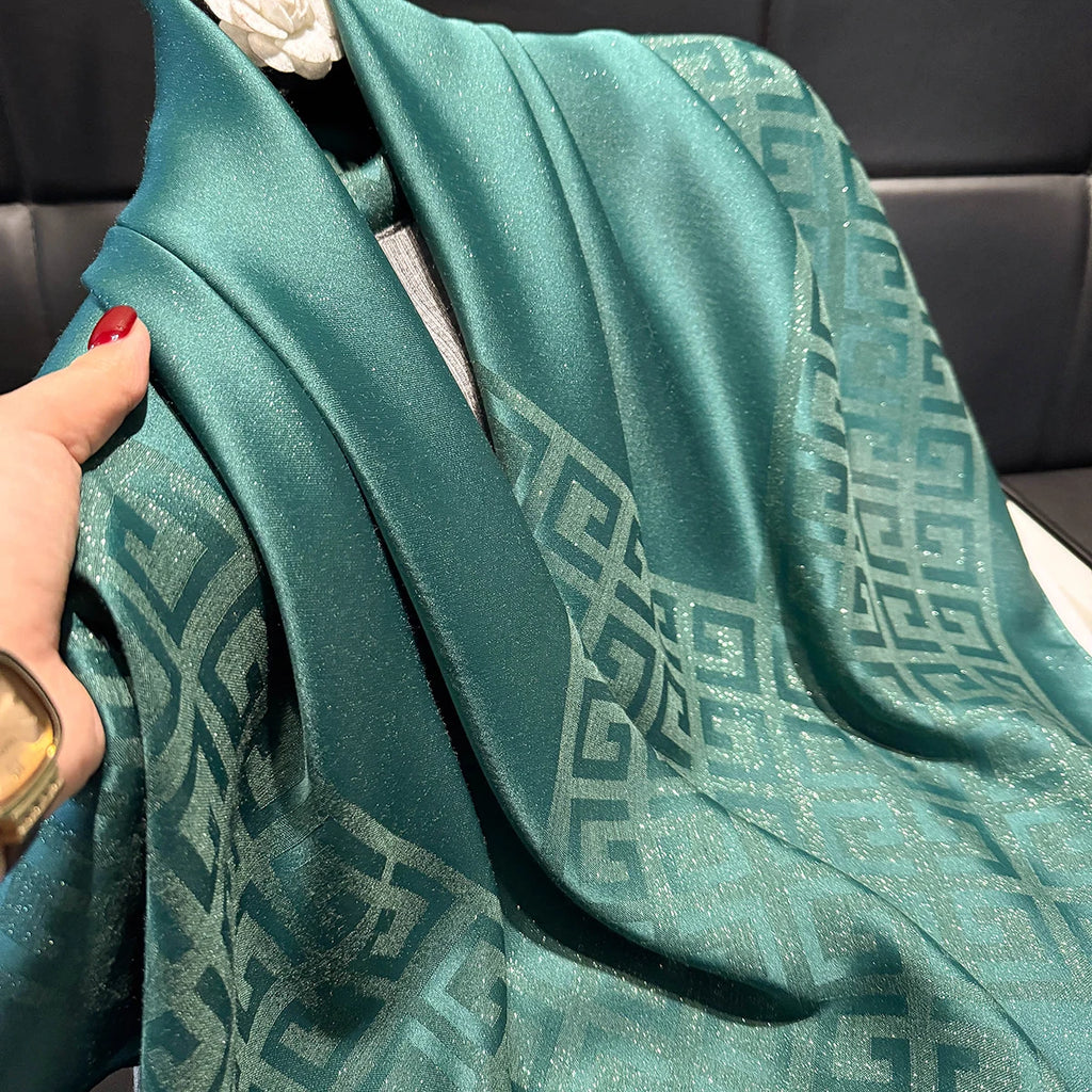 2025 Latest Spring and Autumn Women's Fashion Hijab Silky Muslim Square Sun Protection Shawl Luxury Brand Soft Female Scarf