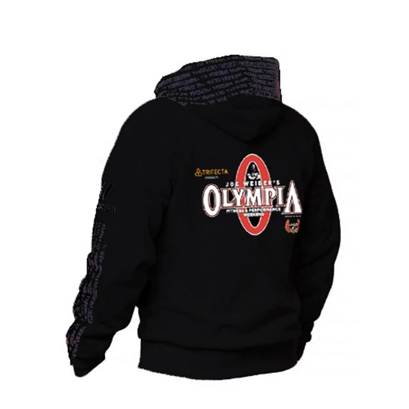 2026 New OLYMPIA Men Gyms Hoodies Gyms Fitness Bodybuilding Sweatshirt Pullover Sportswear Male Workout Hooded Jacket Clothing