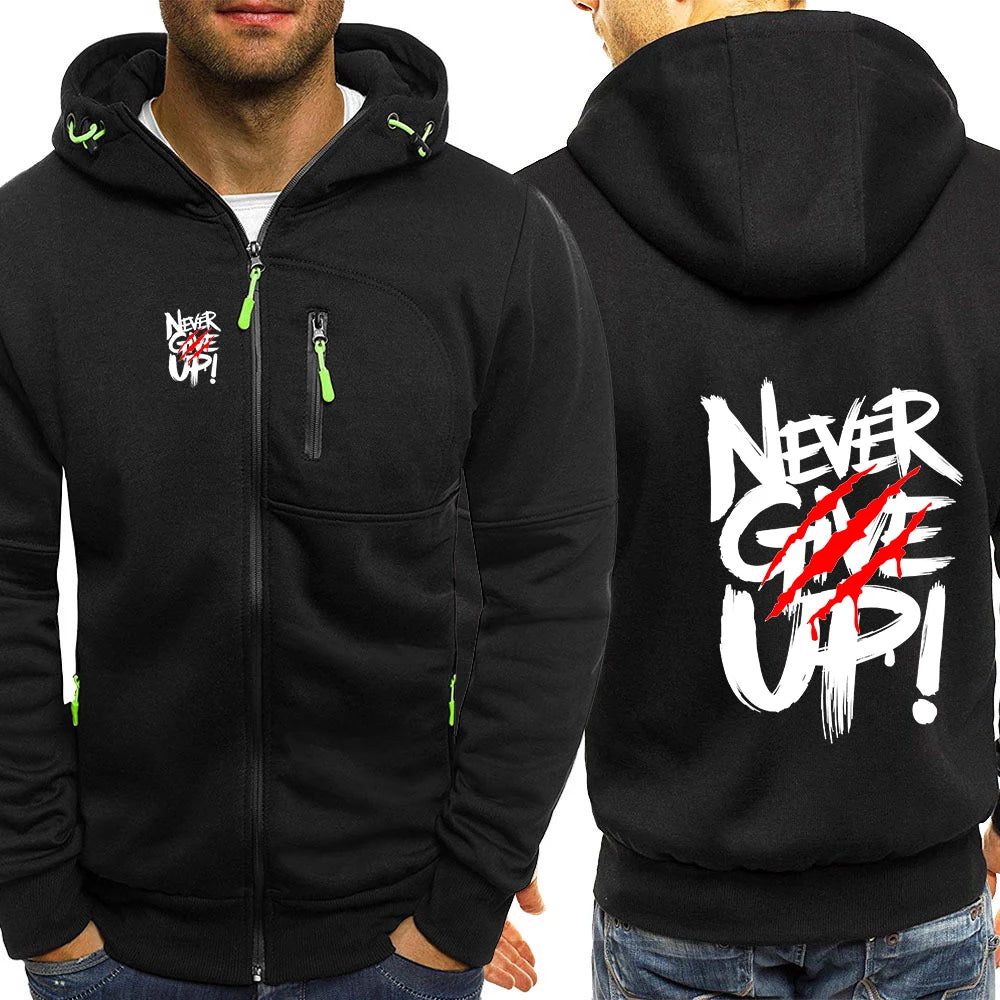 Not Afraid Of Failure Printing 2026 New Spring Autumn Men's Three-color Zipper Fashion Hooded Streetwear Casual  Jacket