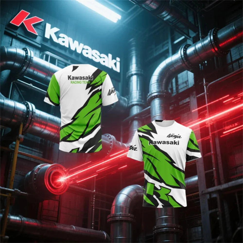 Kawasaki Racing Team Men’s T-Shirt Quick Dry Short Sleeve Motorcycle Sportswear