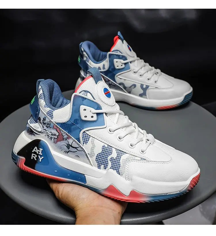 High Top Basketball Shoes for Couples | Air Cushion Athletic Sneakers – Wear Resistant & Breathable