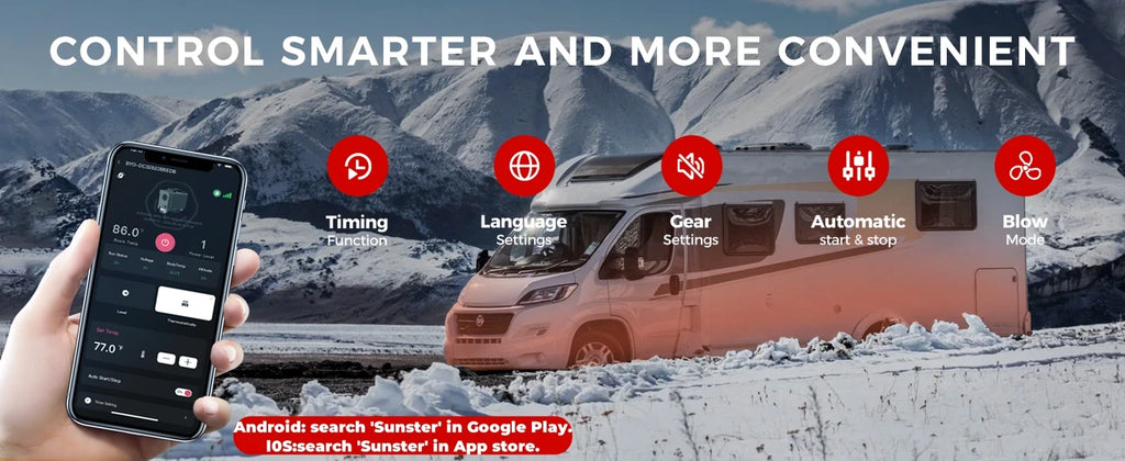 Sunster TB10pro 8KW Portable Diesel Air heater 12V/24V/220V w/Bluetooth APP/Ventiation mode/CO monitoring For Car Home Camper RV - trendingshoping.com