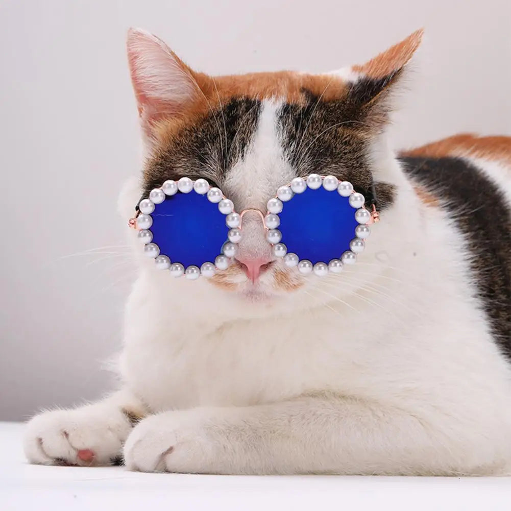 Pet Costume Sunglasses Faux Pearl Decor for Cats Dogs