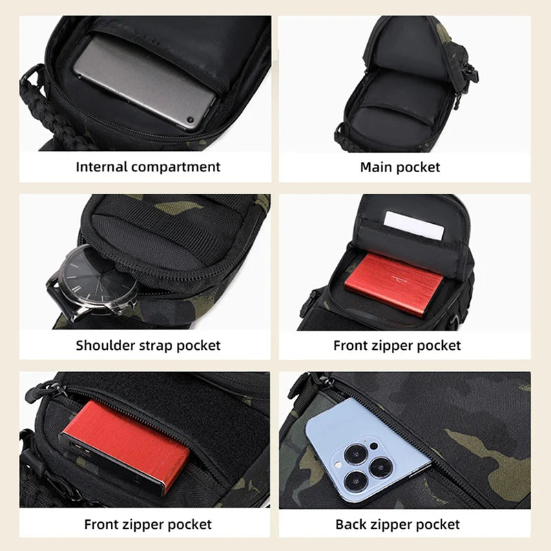 Men’s Tactical Outdoor Chest Sling Bag for Hiking Camping Cycling Fishing with MOLLE System