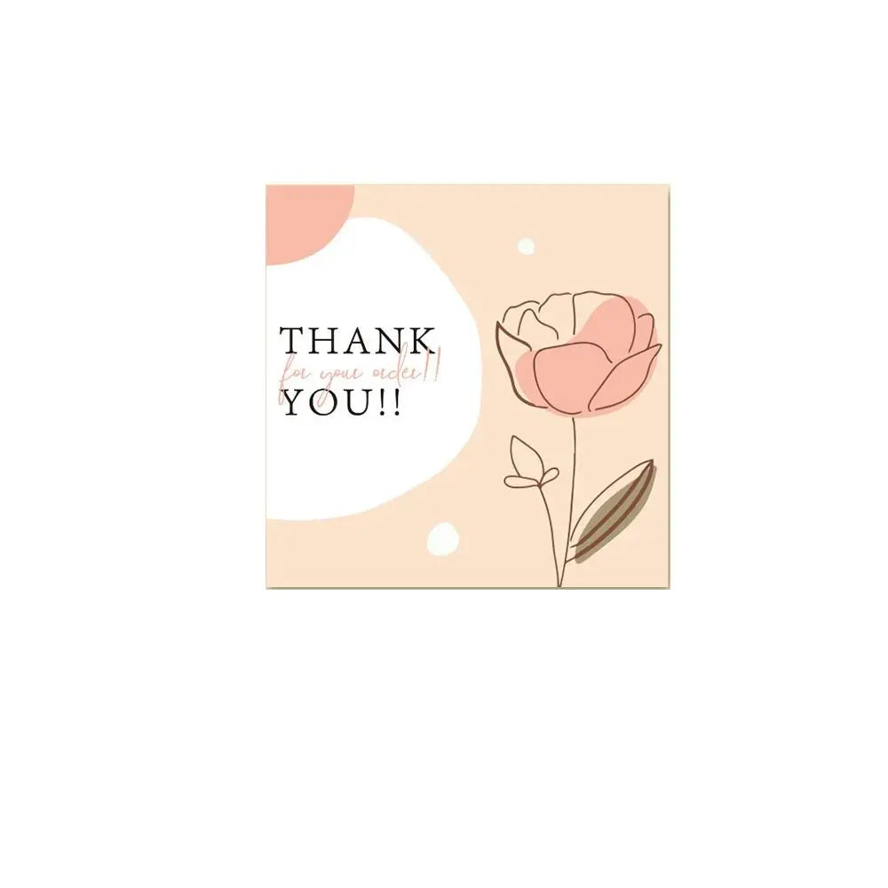 50Pcs 6cm*6cm Thank You Cards Cartoon Flower Greeting Postcards Multicolor Universal Gratitude Labels Event Ornament Home Decor