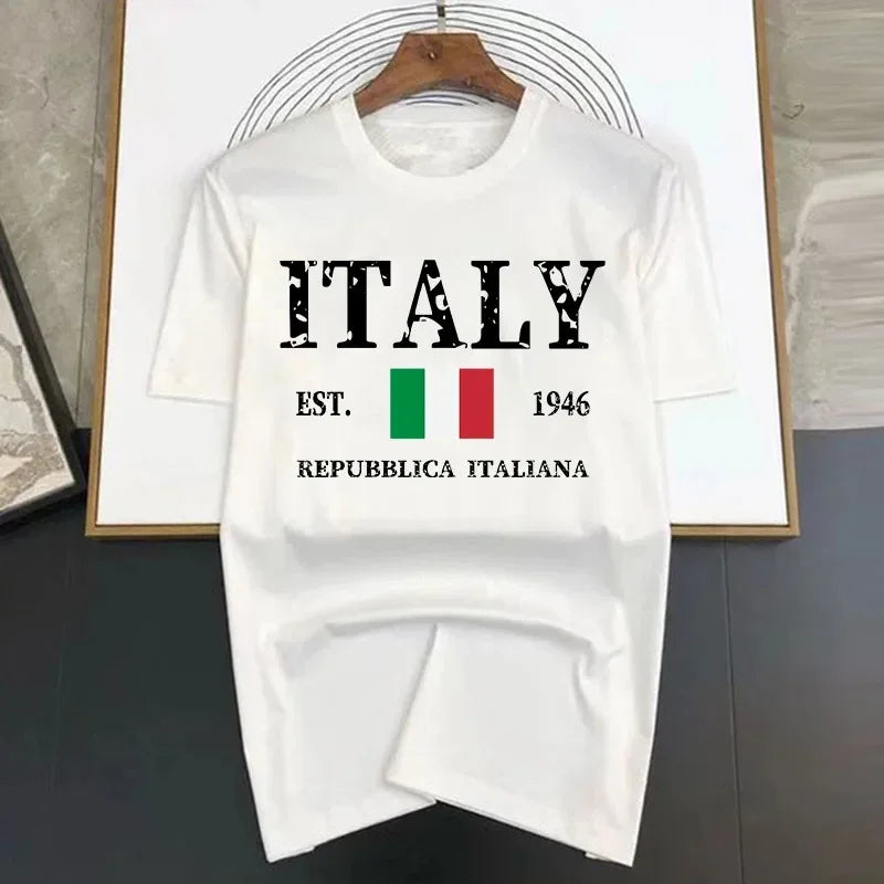 Letter Italy Mens Hip Hop T-shirts  New Summer Funny Multicolor Printed Cotton Breathable Tees Tops Man Fashion Tshirt