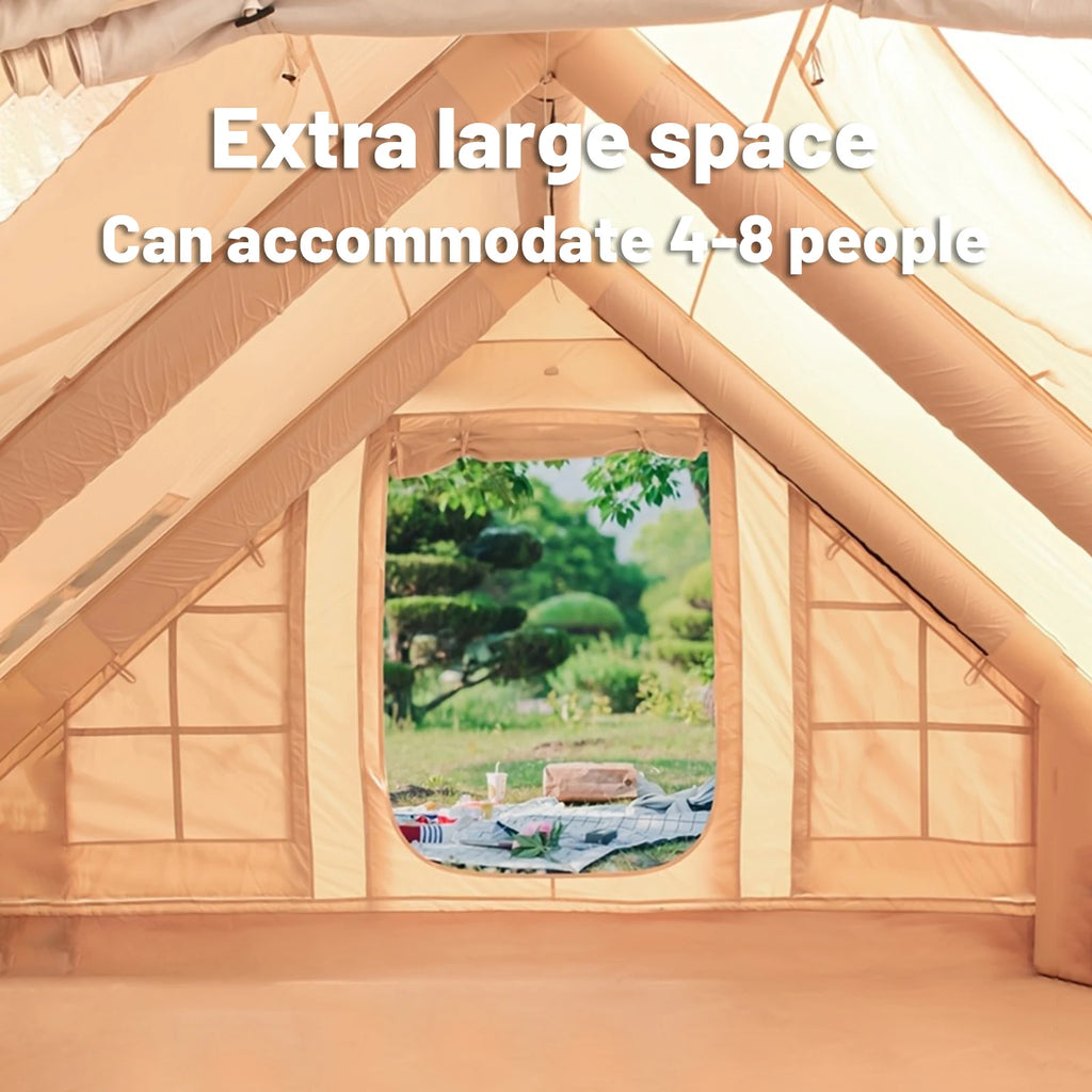 Inflatable Camping Tent For 4 To 8 People With Windows Portable Water Resistant Four Season Outdoor Tent