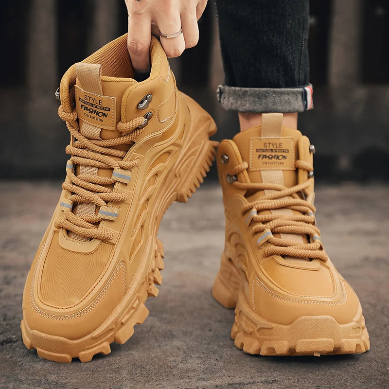 Men's Boots Outdoor Waterproof Men Ankle Boots Men Platform Work Safty Shoes for Men Casual Hiking Shoes Breathable Men Sneakers