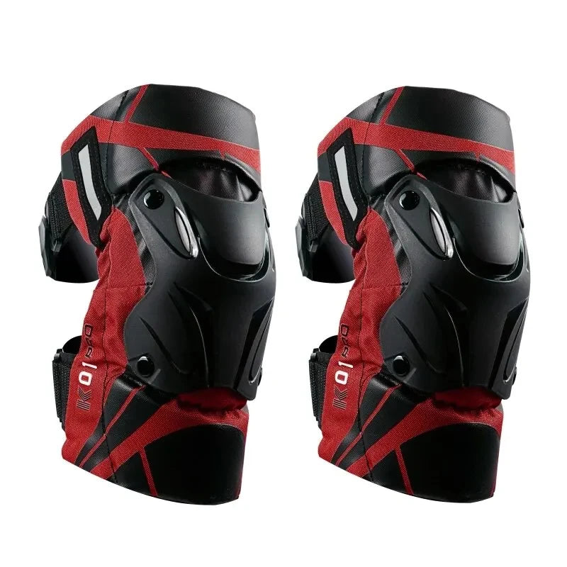 Pro Guard Moto Shield Knee Guards – Adjustable, CE-Certified Impact Protection, Reflective for Motocross, Racing & Night Riding