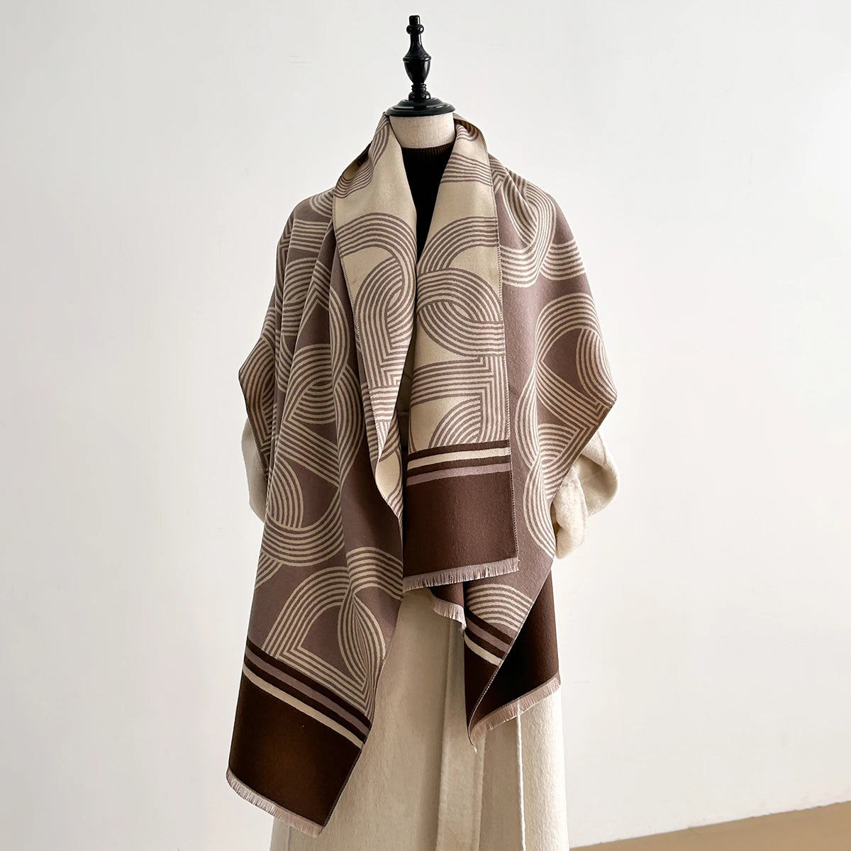 Women Winter Scarf Pashmina Shawls Lady Wraps Thick Warm Striped Pattern Bufanda Echarpe Female Cashmere Imitation Stoles