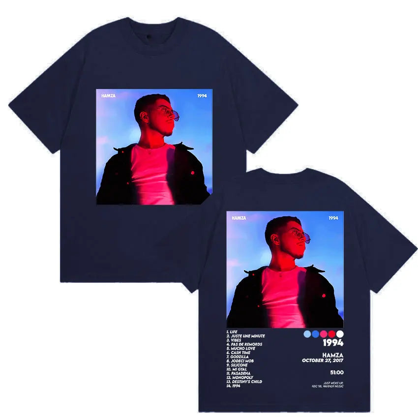 Rapper HAMZA 1994 Tour New Album Merch T Shirts Men's Clothing Rock Hip Hop Gothic T Shirt Vintage Oversized 100% Cotton T-shirt