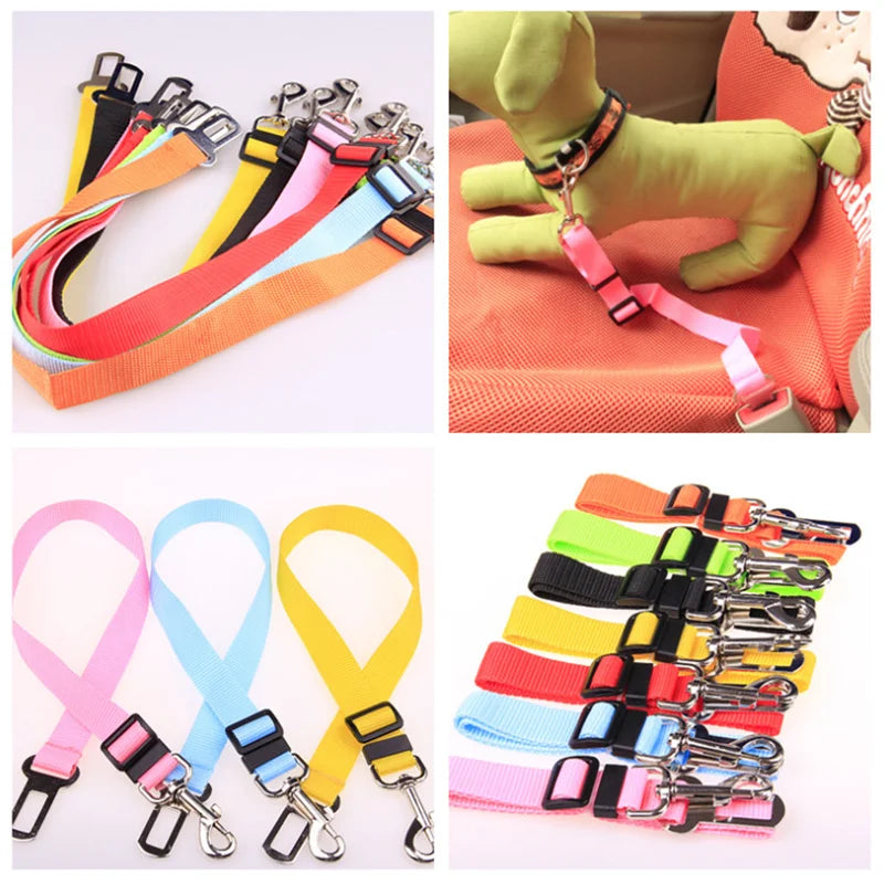 Adjustable Dog Cat Car Safety Belt Harness Leash