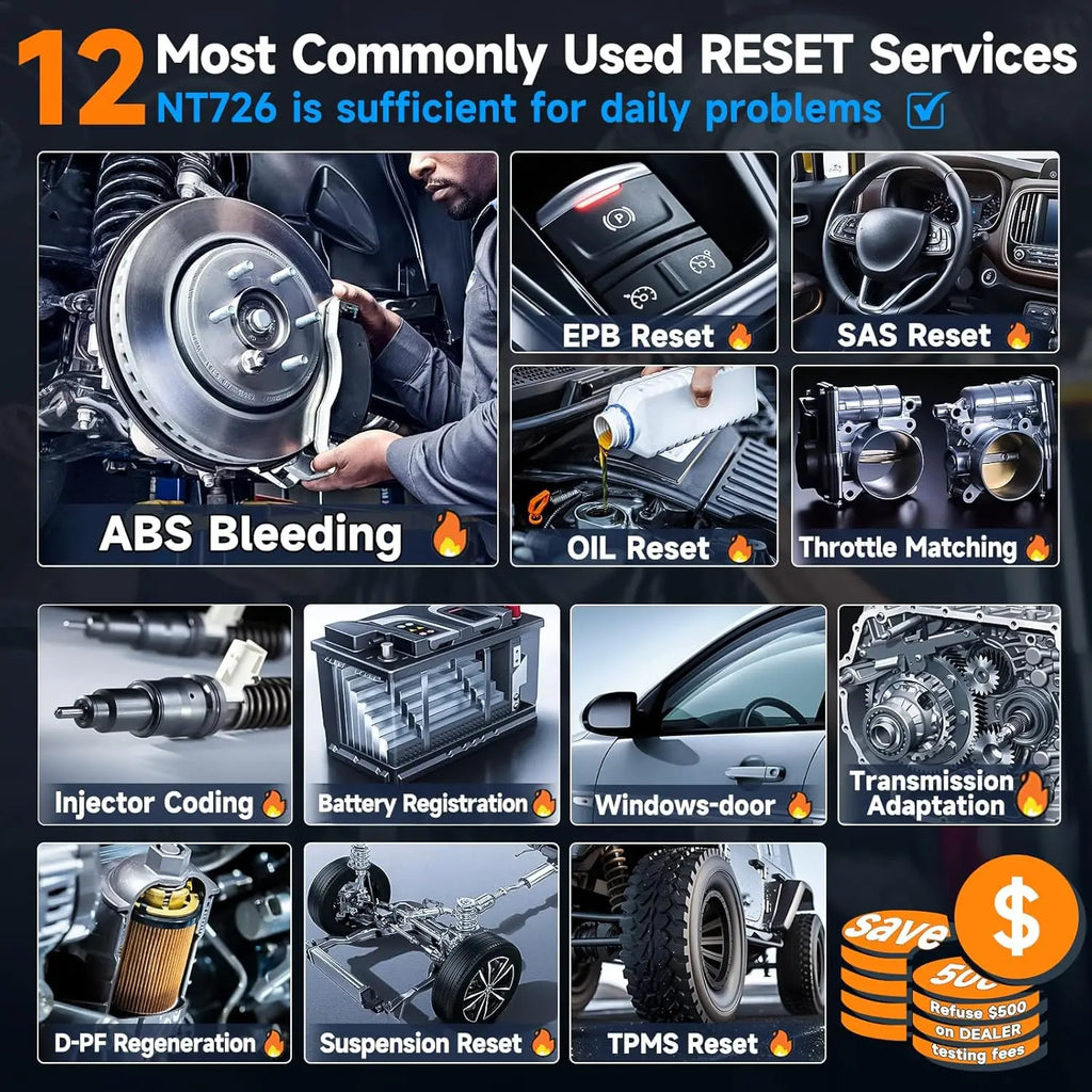 FOXWELL NT726 OBD2 Scanner All System Bidirectional Scan Tools Code Reader 12 Reset DPF TPMS SAS OBD 2 Car Diagnostic Scan Tool - trendingshoping.com