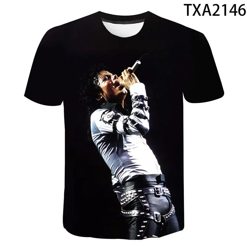 TShirts Singer Michael Jackson 3D Print Casual Fashion Oversized Round Neck T Shirt Kids Boys Girls Tees Tops Tshirt Clothes