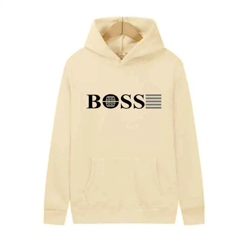 Boss Men’s Hooded Sweatshirt for Outdoor Sports & Jogging – Casual Streetwear, Spring Wear
